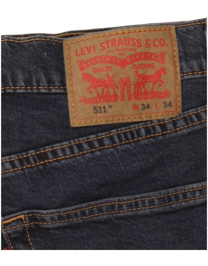 Levi's Hombre 511 Slim Jeans W34 L34 Algodón Azul Marino