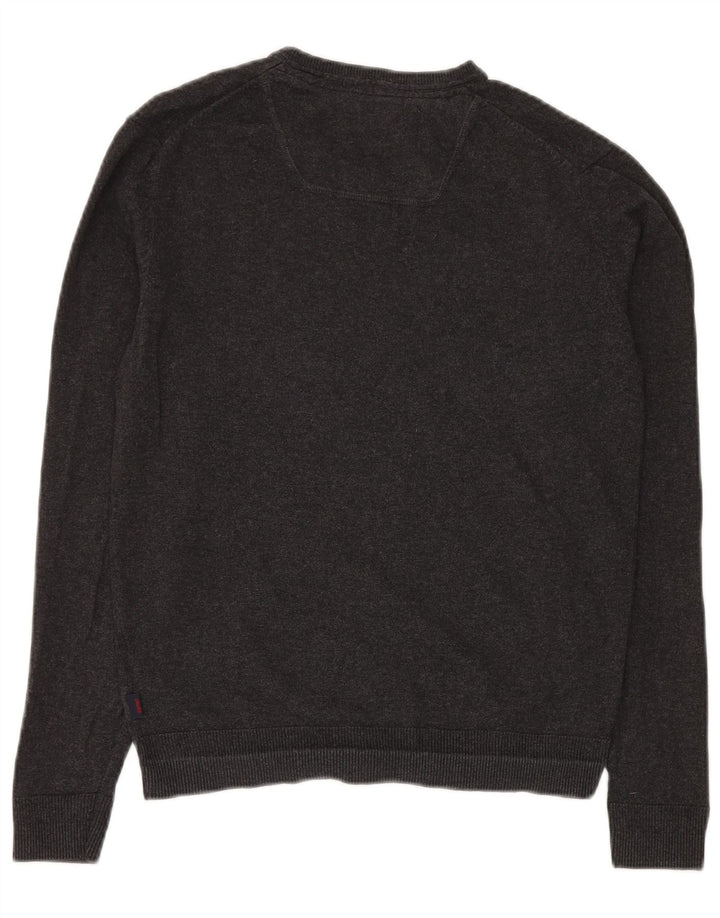 Esprit Jersey con cuello en V para hombre, talla pequeña, algodón gris