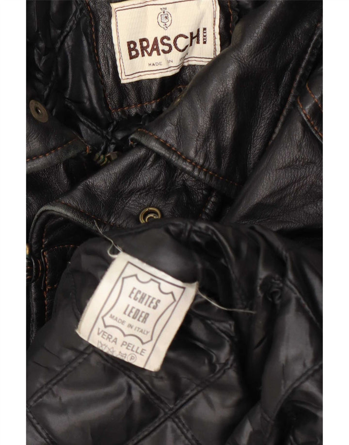Braschi Chaqueta de cuero holgada para hombre UK 38 Marrón medio
