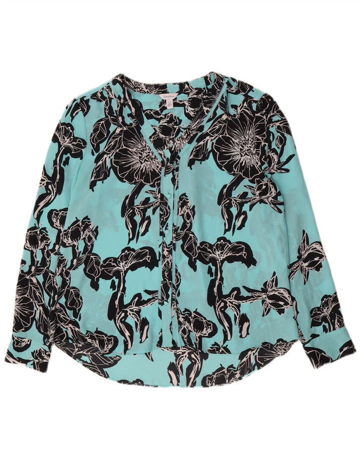 Blusa tipo camisa para mujer Calvin Klein UK 44 Azul medio Floral