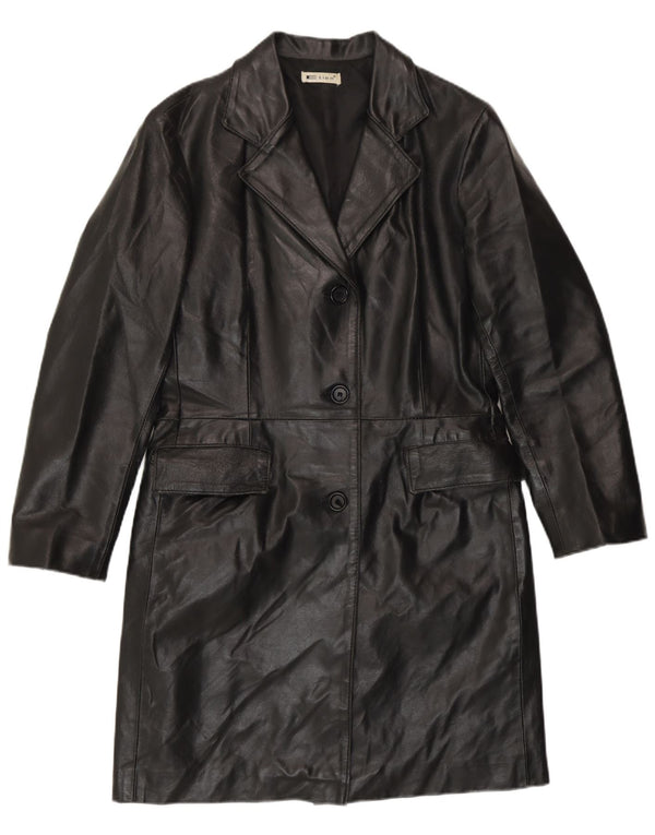 Abrigo de cuero vintage para mujer IT 42 Cuero negro medio