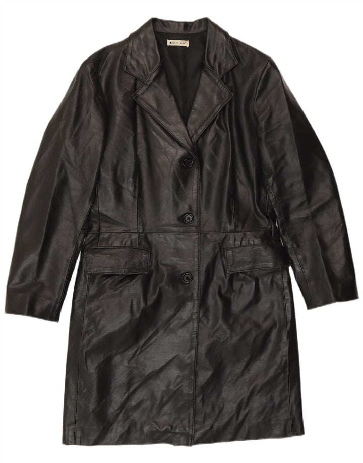 Abrigo de cuero vintage para mujer IT 42 Cuero negro medio