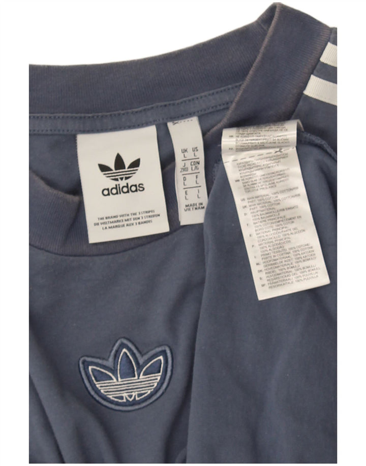 Adidas - Camiseta para hombre, talla grande, algodón azul