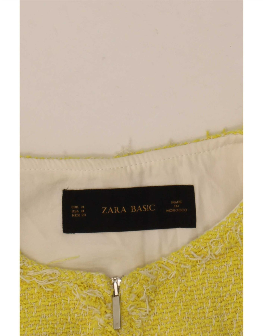 Zara Mujer Chaqueta Blazer Con Cremallera Completa UK 44 Medio Amarillo Colorblock