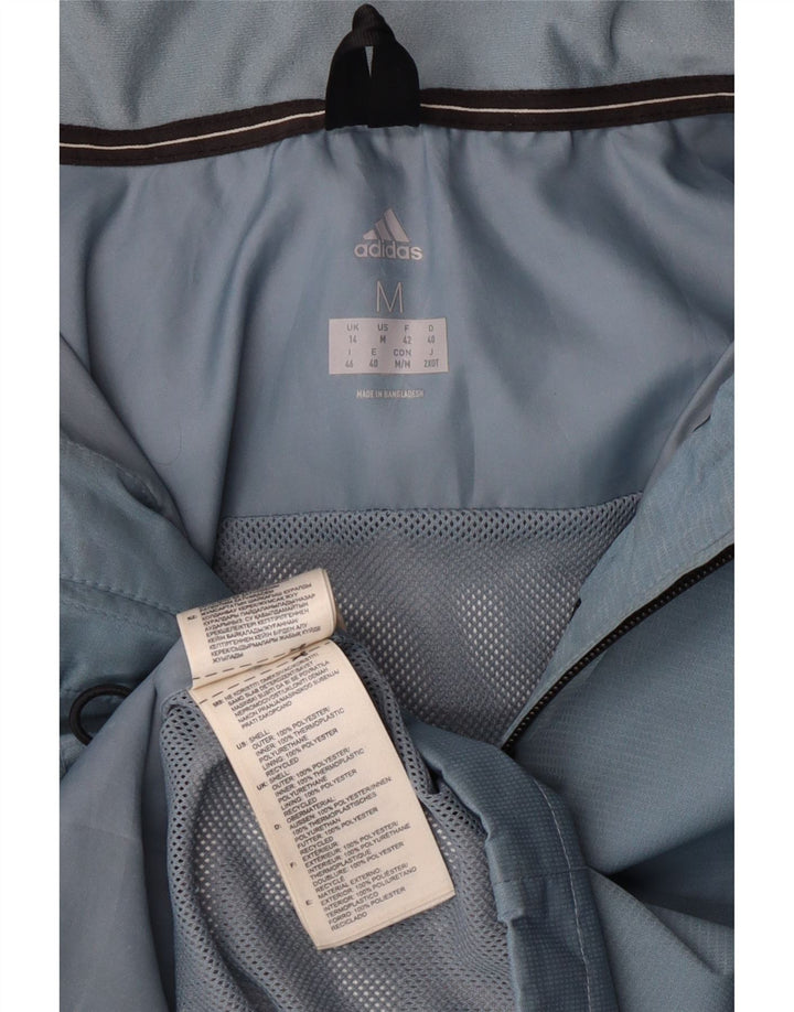 Adidas Chaqueta impermeable con capucha para mujer UK 44 Poliéster azul medio