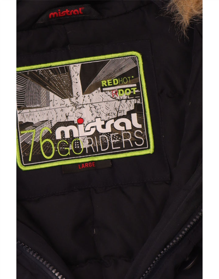 Mistral Abrigo acolchado con capucha para mujer UK 46 Grande Poliéster azul marino