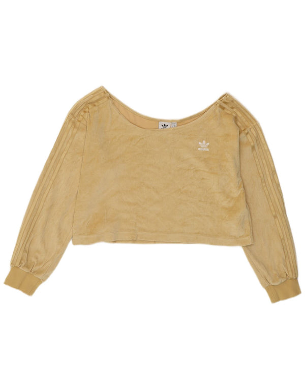 ADIDAS Top corto extragrande con hombros descubiertos para mujer Reino Unido 10 Pequeño Algodón amarillo