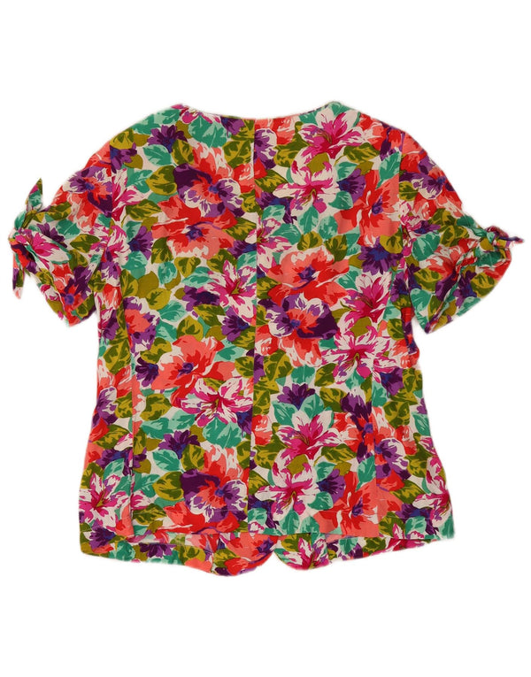 Superior Blusa Camisera De Manga Corta Para Mujer IT 46 Large Multicolor Floral