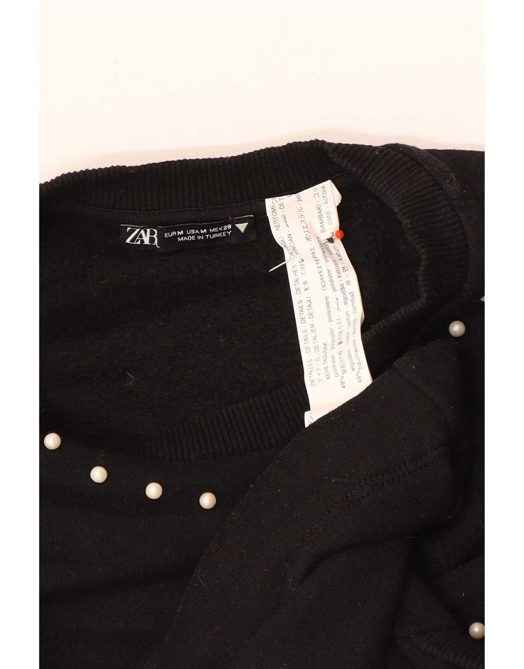 Zara Mujer Sudadera Jumper UK 12 Mediano Negro Poliéster
