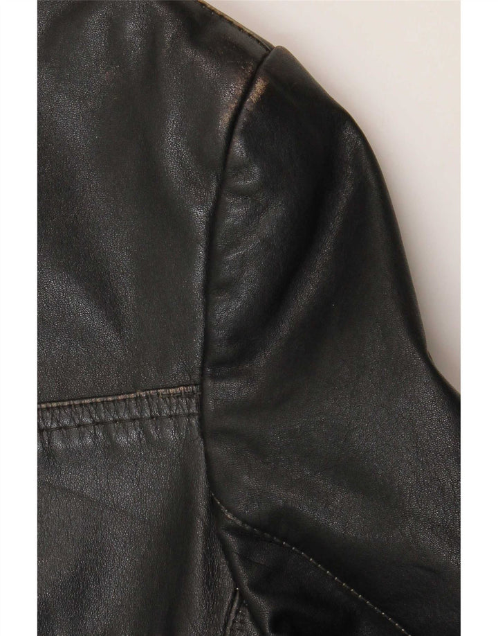 Vintage chaqueta de cuero para hombre Reino Unido 38 cuero negro medio