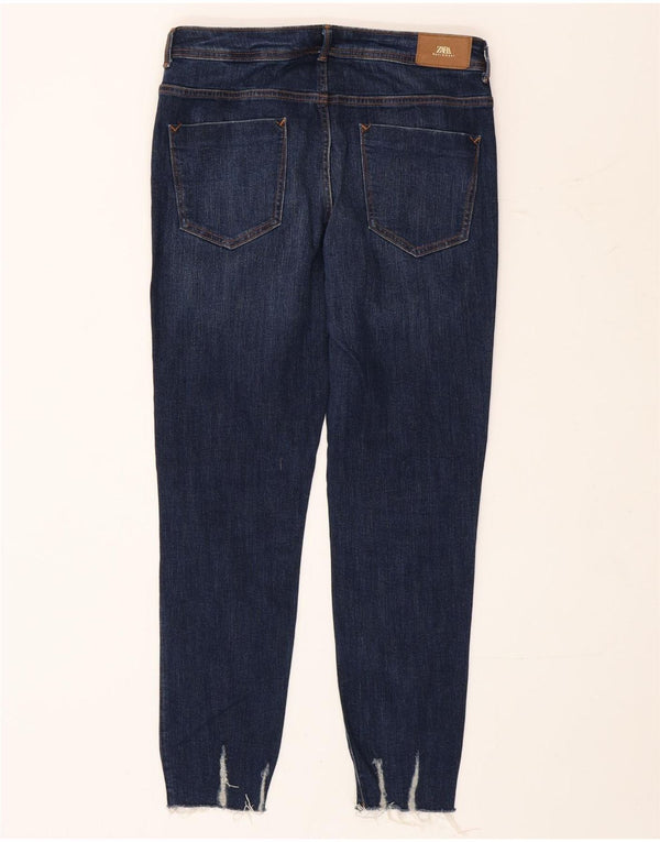 Zara Jeans ajustados desgastados para mujer EU 42 Large W32 L28 Algodón azul marino