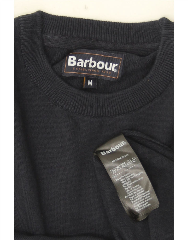 Barbour Jersey De Cuello Redondo Para Hombre Jersey De Algodón Azul Marino Medio