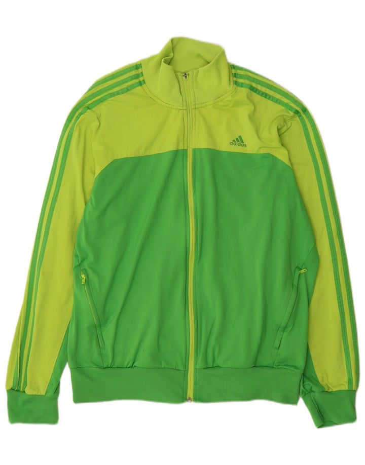 Adidas Mens Climalite Chándal Top Chaqueta Grande Verde Colorblock