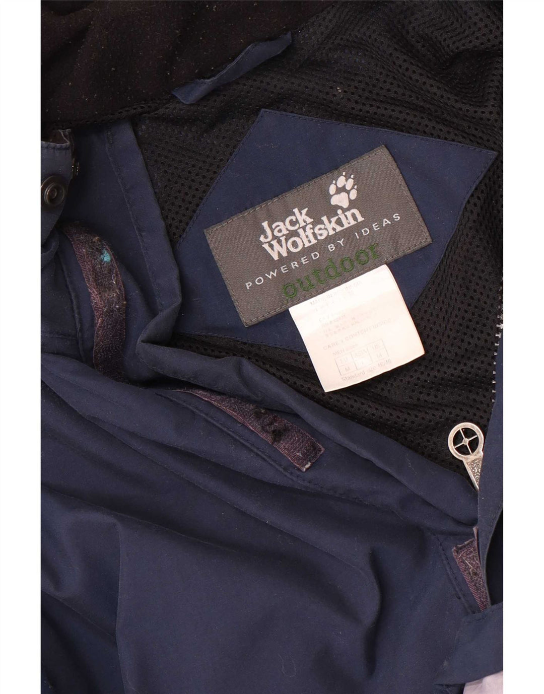 Jack Wolfskin Chaqueta impermeable con capucha para hombre UK 38 Medium Azul marino Colorblock