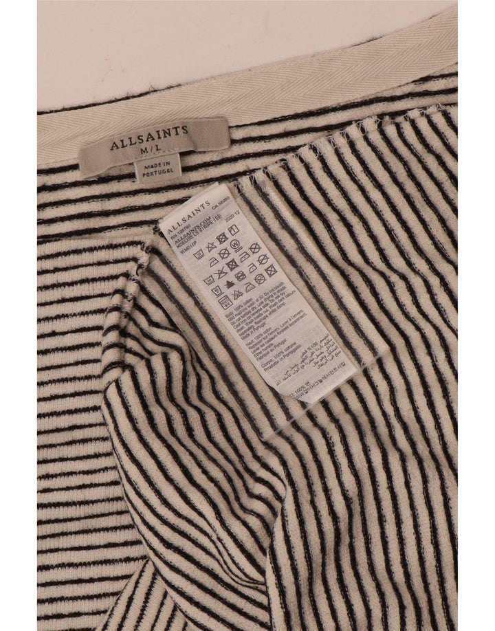 All Saints Top corto para mujer de manga larga UK 44 Mediano Off White Rayas