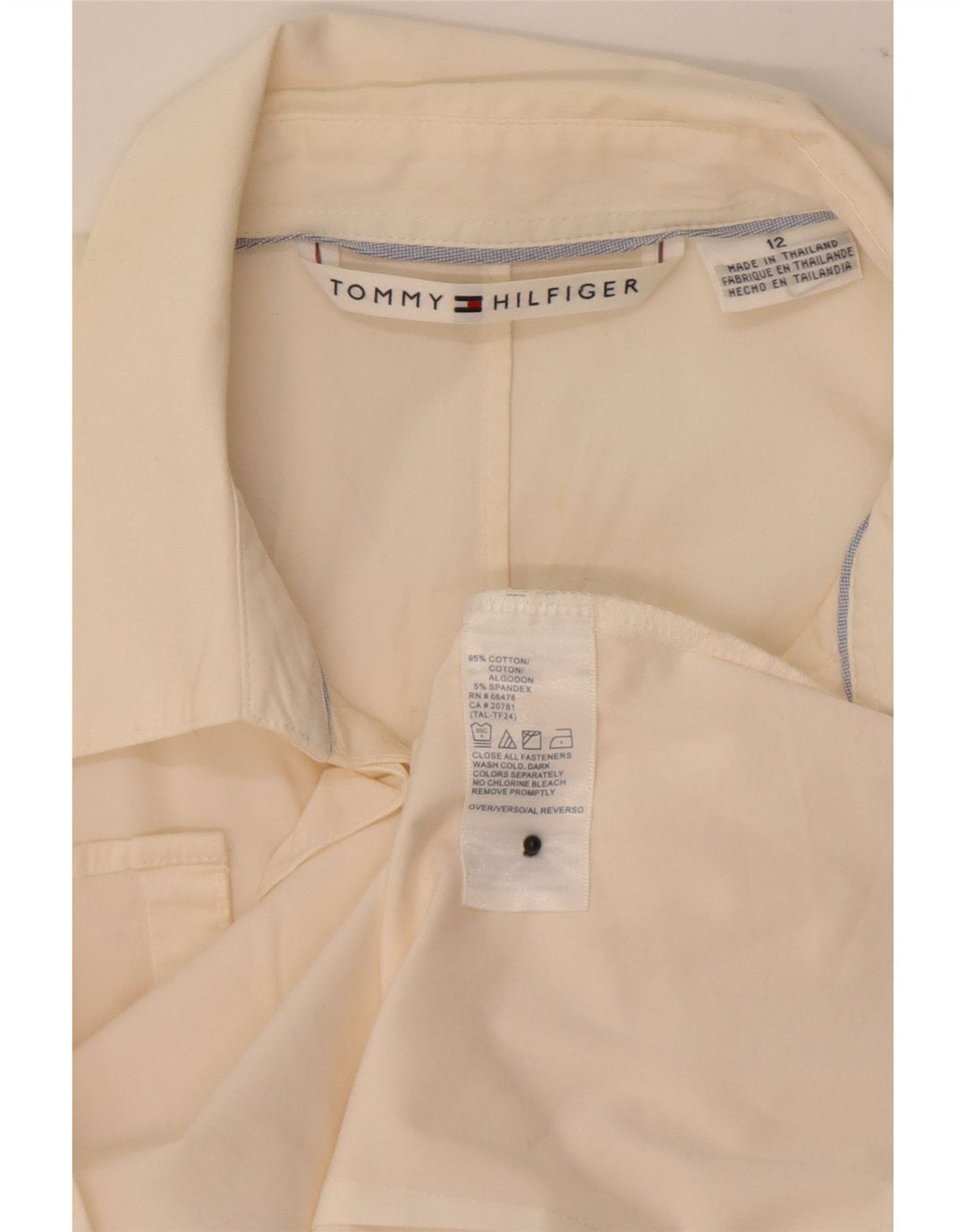 Tommy Hilfiger Camisa frontal con volantes para mujer US 12 Grande Algodón blanco