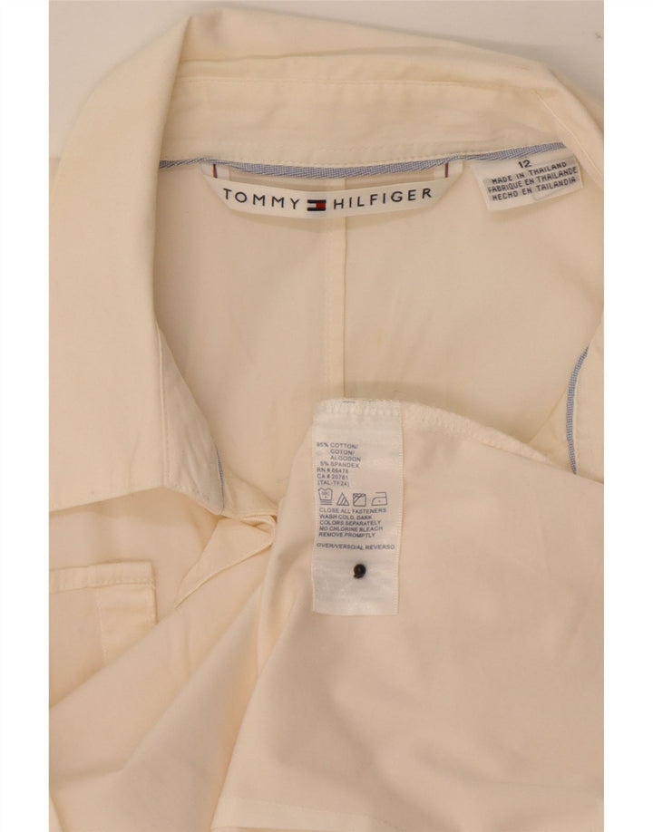 Tommy Hilfiger Camisa frontal con volantes para mujer US 12 Grande Algodón blanco