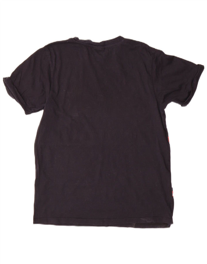 ELLESSE Camiseta gráfica para mujer Top UK 10 Small Black Colourblock Cotton