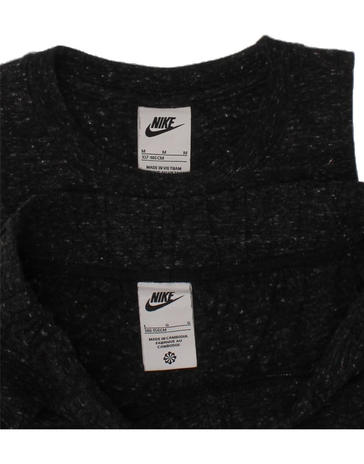 NIKE Girls Graphic 2 Piece Set 10-11 Years Medium Black Flecked Vintage Nike and Second-Hand Nike from Messina Hembry 