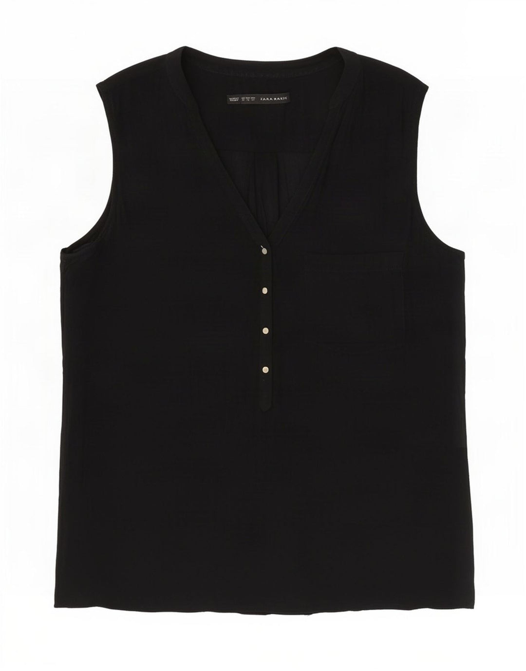 Zara Mujer Blusa Sin Mangas Top UK 44 Medium Negro