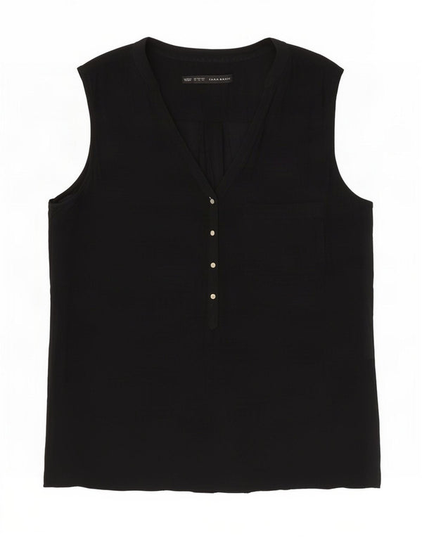 Zara Mujer Blusa Sin Mangas Top UK 44 Medium Negro