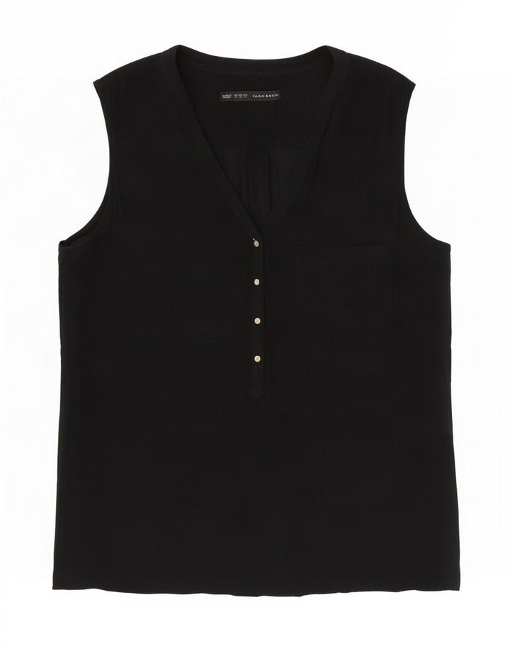 Zara Mujer Blusa Sin Mangas Top UK 44 Medium Negro