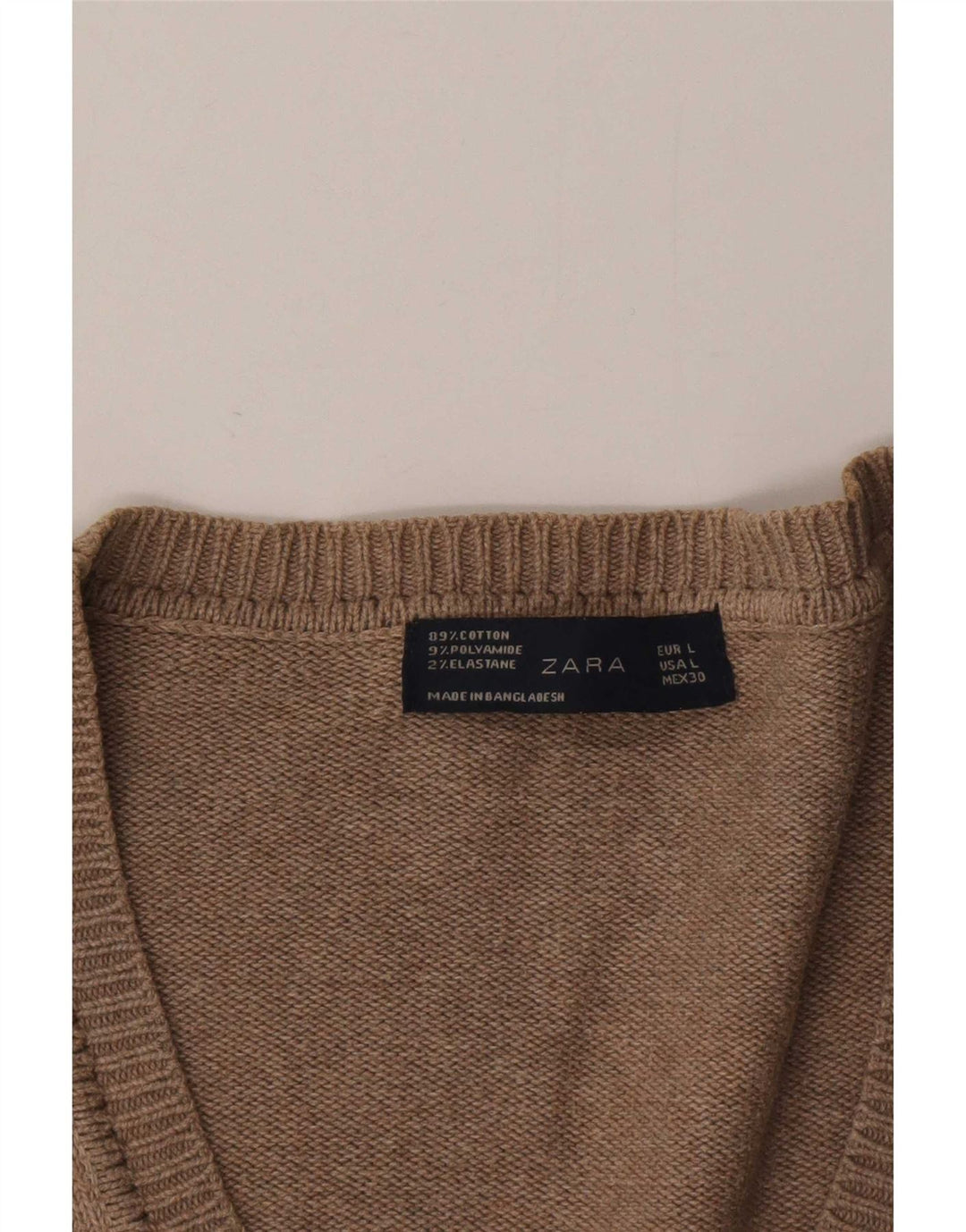 Zara Mujer Cárdigan Suéter UK 46 Grande Gris Algodón