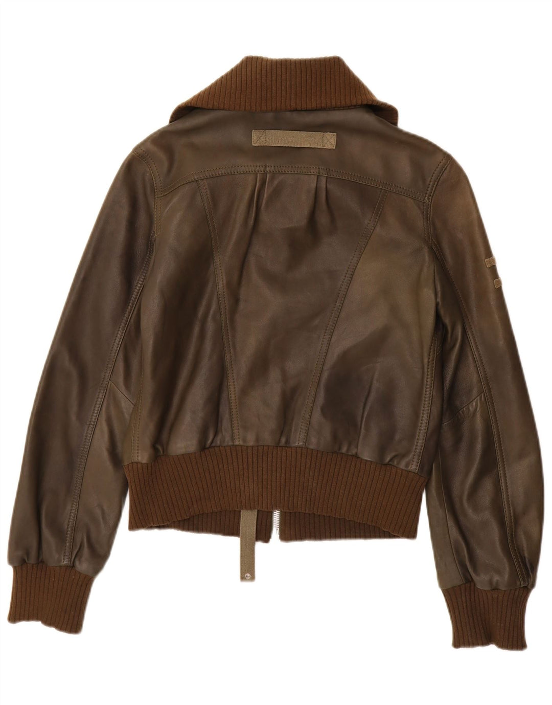 Diesel Chaqueta Bomber De Cuero Para Mujer UK 42 Cuero Marrón Medio