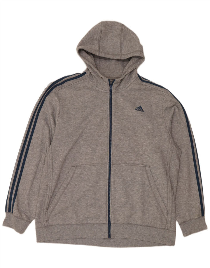Adidas Sudadera con capucha y cremallera para hombre 2XL Gris Poliéster