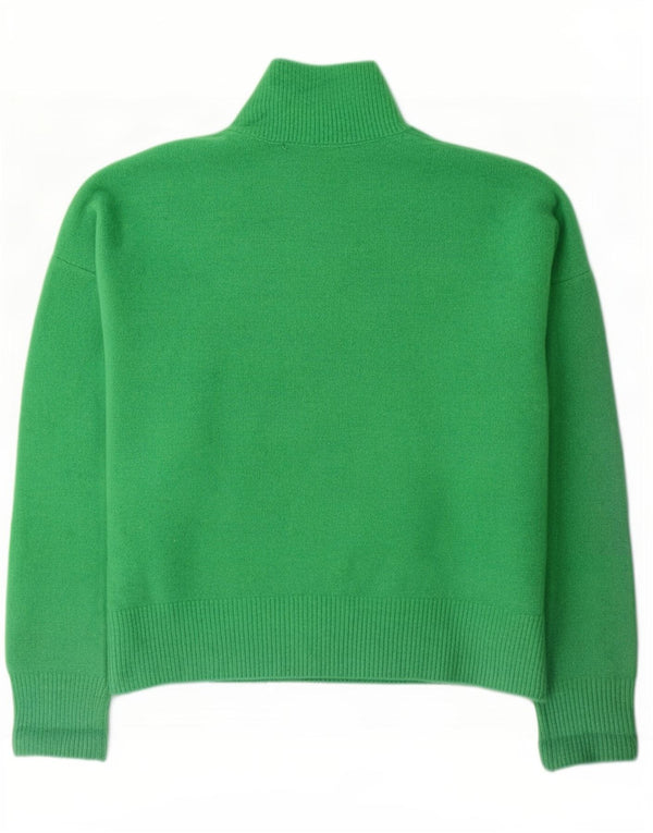 Zara Mujer Jersey De Cuello Alto De Gran Tamaño Suéter UK 46 Acrílico Verde Grande