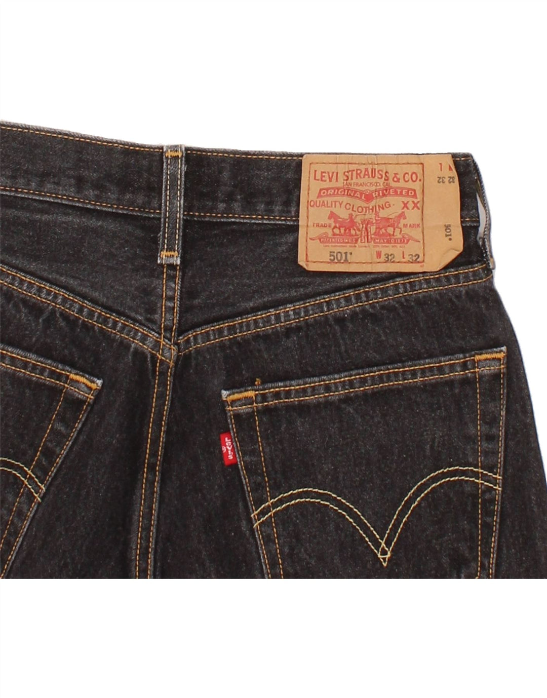 LEVI'S Mens 501 Denim Shorts W32 Algodón Negro Mediano