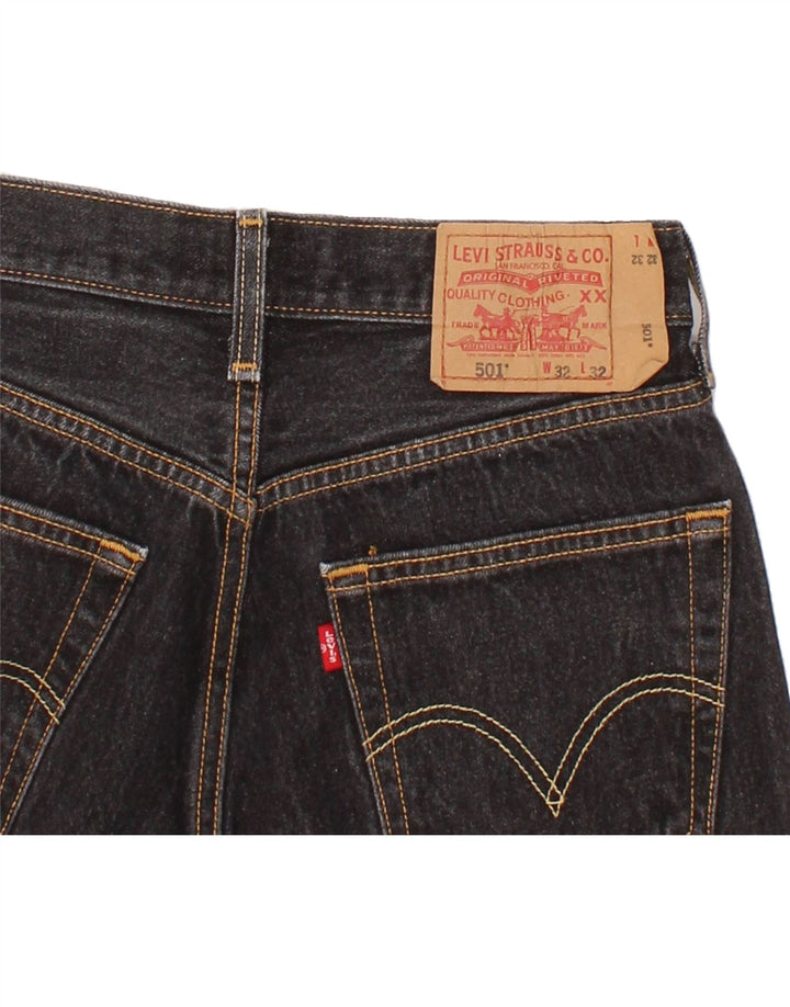 LEVI'S Mens 501 Denim Shorts W32 Algodón Negro Mediano
