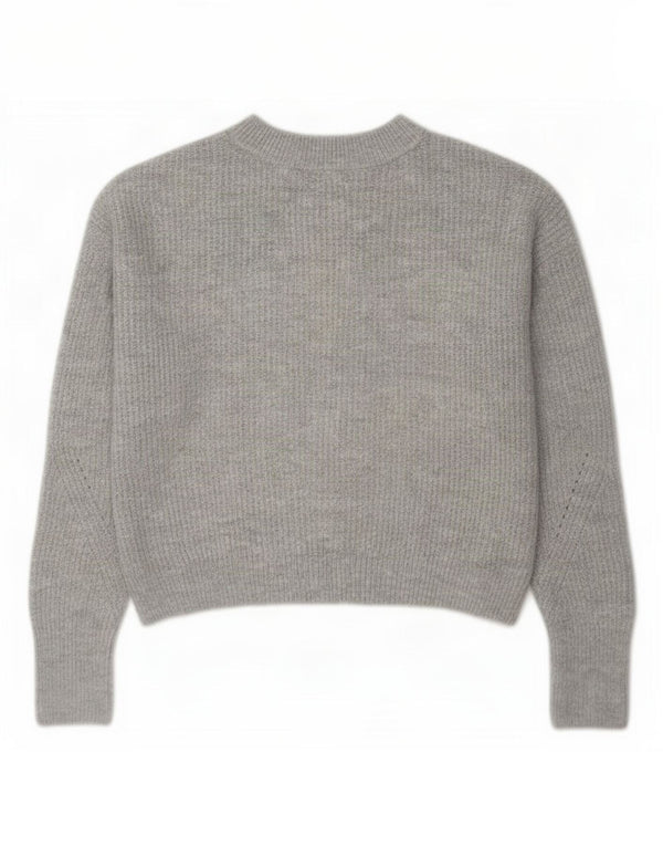 Topshop Suéter tipo jersey para mujer Petite Crop Turtle Neck UK 6 XS Gris