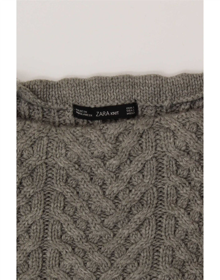 Zara Mujer Oversize Crop Turtle Neck Jumper Sweater UK 10 Small Gris