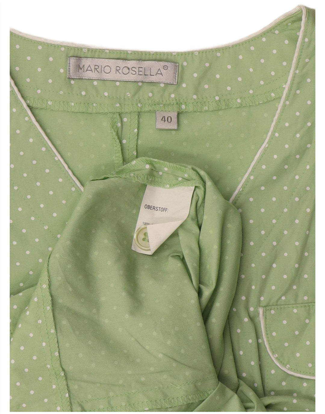 Mario Rosella Conjunto de 2 piezas para mujer EU 40 Algodón de lunares verde medio