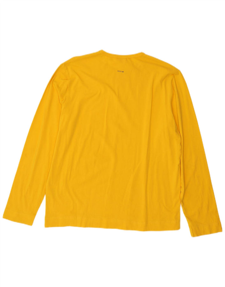 HUGO BOSS Hombre Top Manga Larga Grande Algodón Amarillo