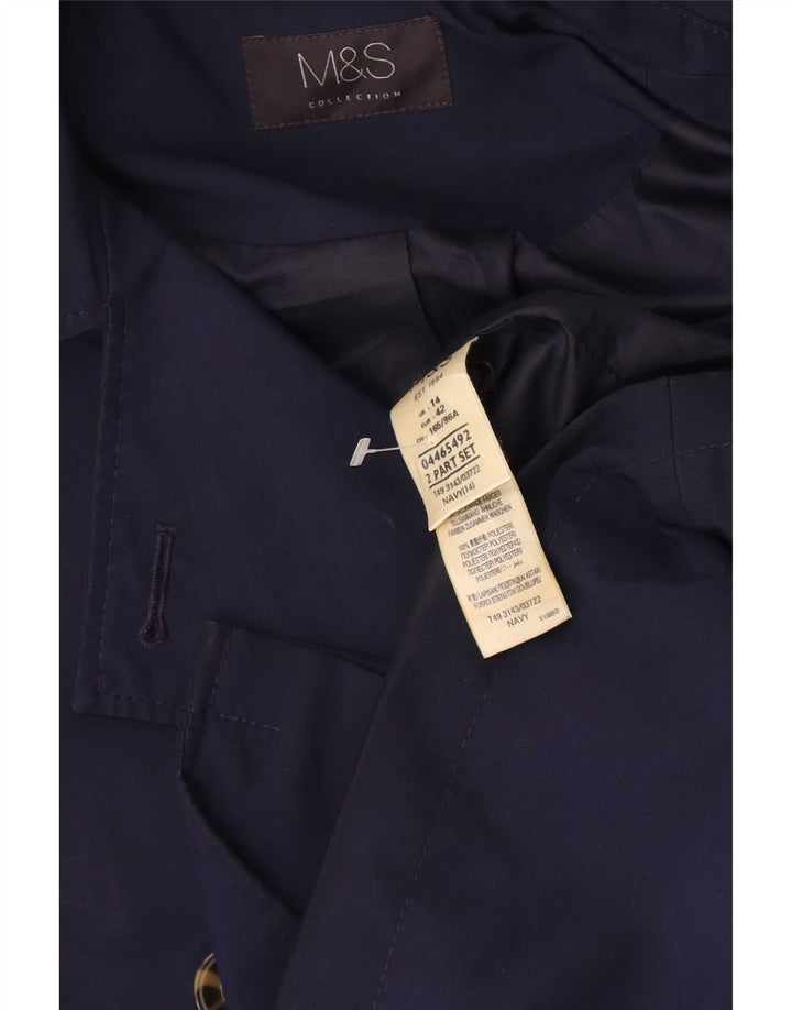 Marks & Spencer Gabardina corta para mujer UK 44 Grande Poliéster azul marino