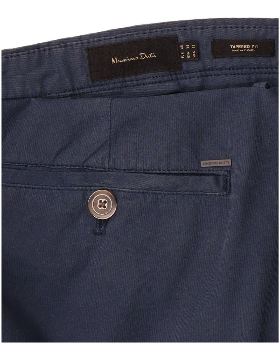 MASSIMO DUTTI Pantalón chino cónico para hombre EU 48 XL W38 L30 Azul marino