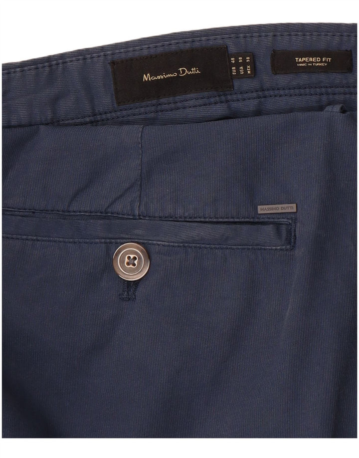MASSIMO DUTTI Pantalón chino cónico para hombre EU 48 XL W38 L30 Azul marino