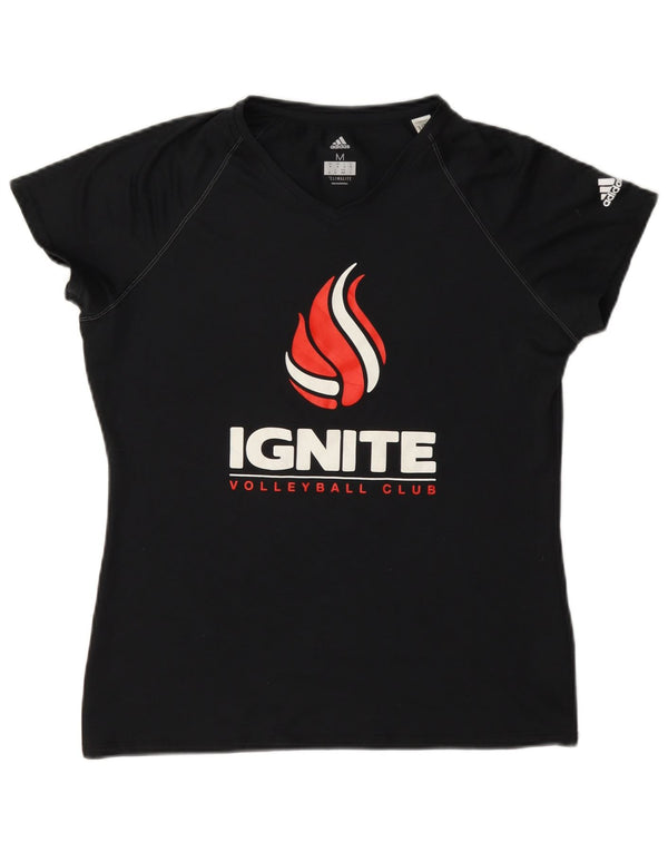 Adidas Camiseta gráfica Ignite Volleyball Club para mujer, talla 40, talla M, color negro