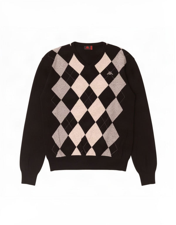 Kappa Jersey con Cuello en V para Hombre 2XL Black Argyle/Diamond Lambswool