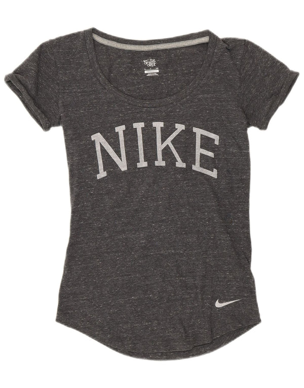 NIKE Camiseta gráfica para mujer Top UK 10 Small Grey Moteado