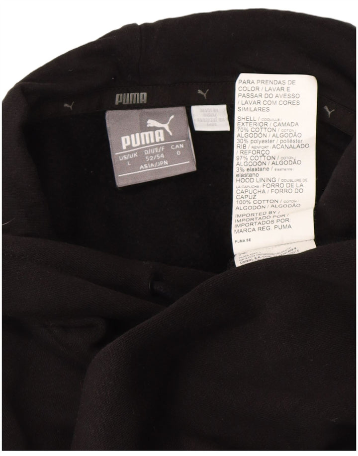 PUMA Sudadera con capucha gráfica para hombre, talla grande, algodón negro