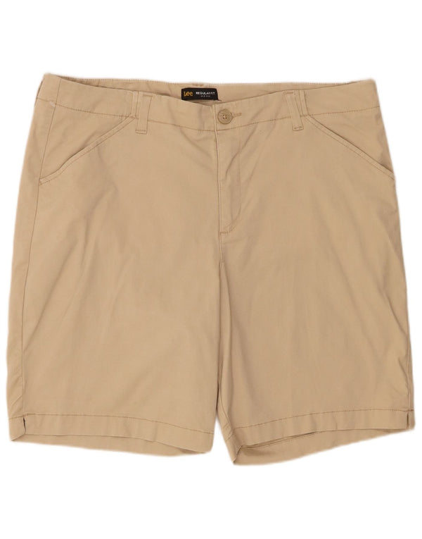 Lee Pantalones cortos casuales de talle medio para mujer US 18 2XL W38 Algodón beige