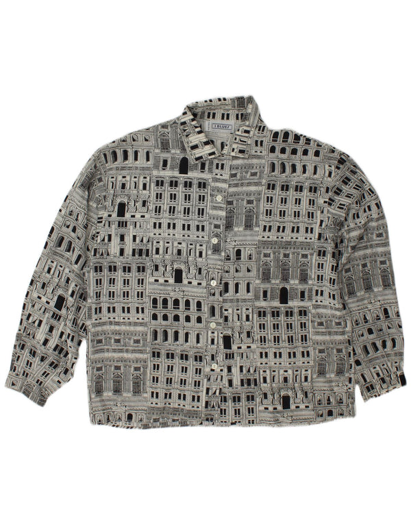 I BLUES Blusa camisera gráfica para mujer IT 46 Large Seda negra