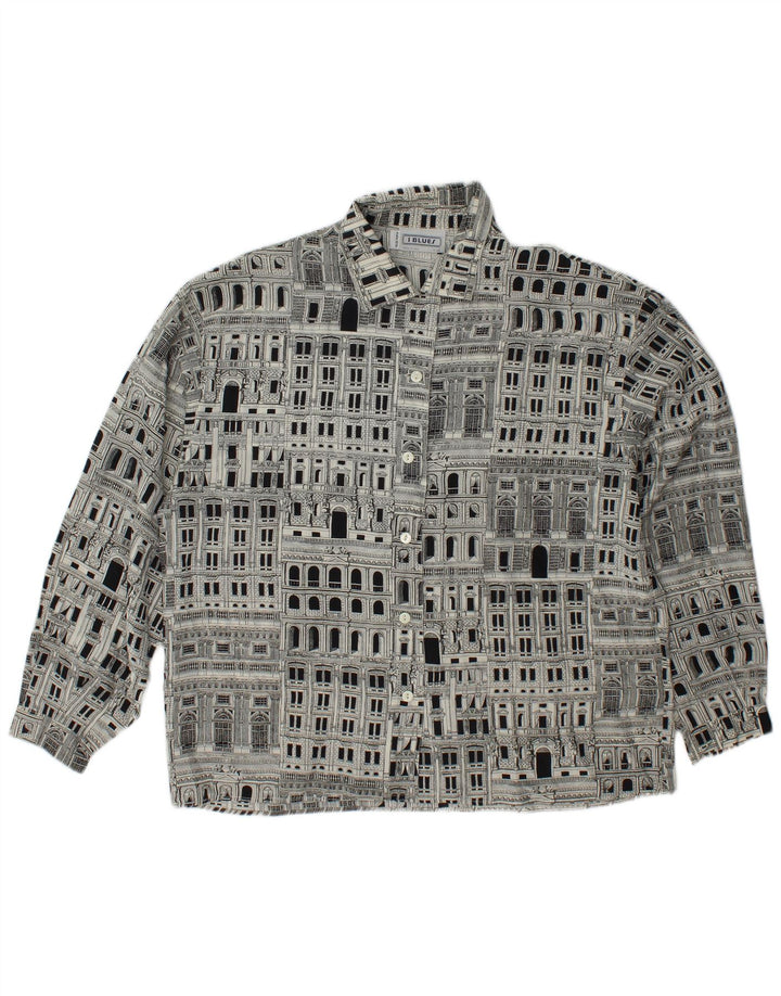 I BLUES Blusa camisera gráfica para mujer IT 46 Large Seda negra
