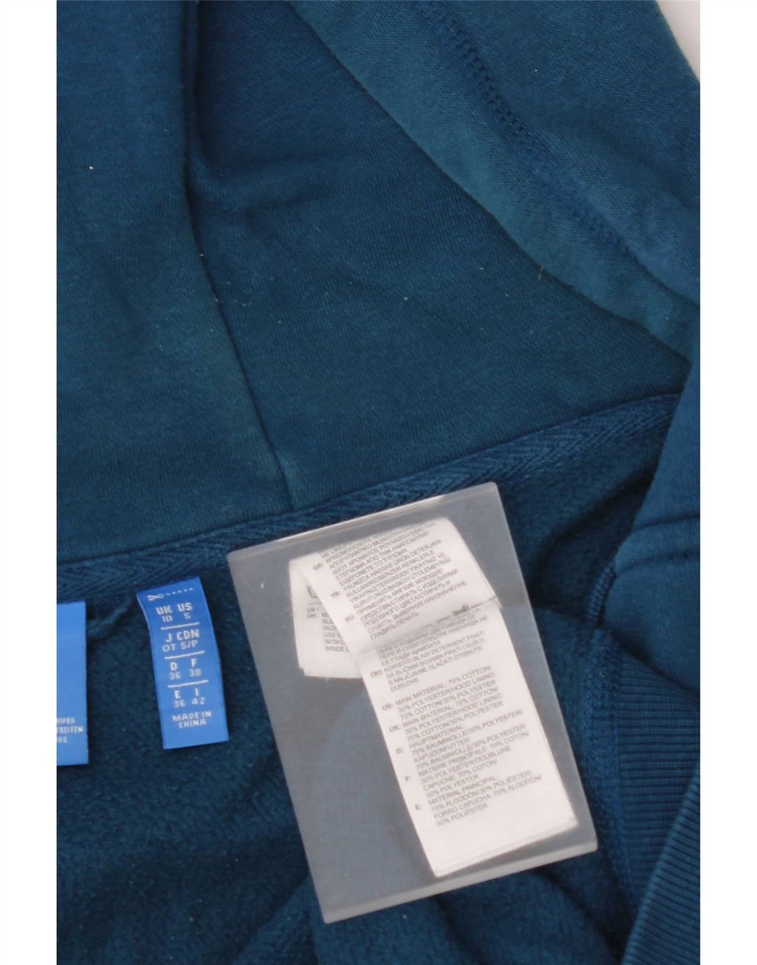 ADIDAS Sudadera con capucha y cremallera gráfica para mujer UK 10 Small Blue Cotton