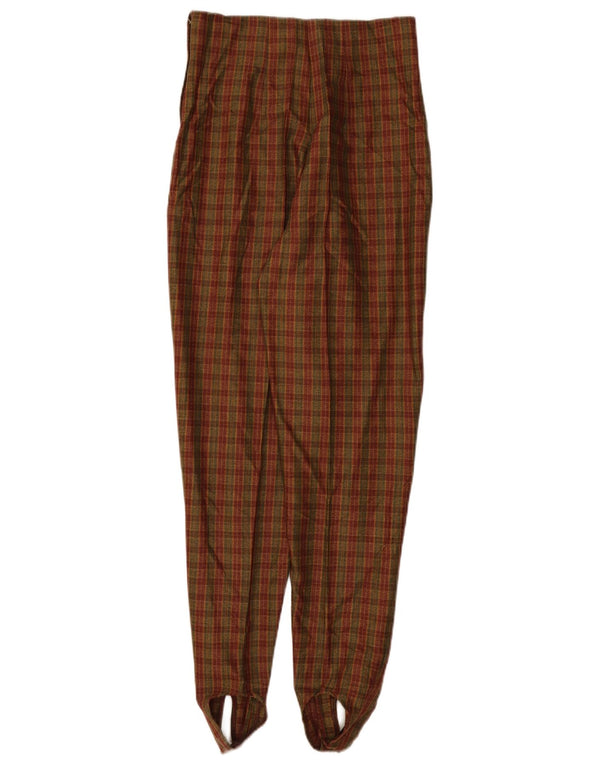 Vintage mujer traje cónico pantalones IT 44 Medio W26 L30 Marrón Check