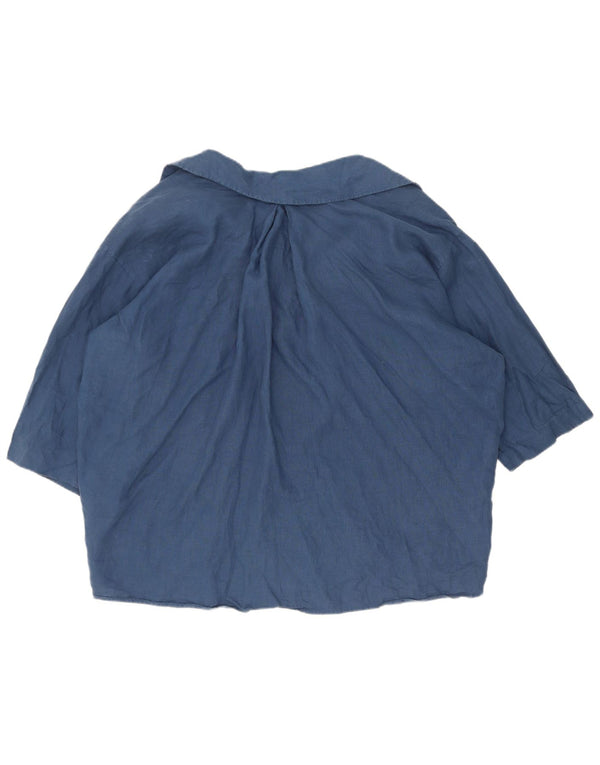 Zara Blusa camisera extragrande de manga corta para mujer UK 44 Azul marino mediano