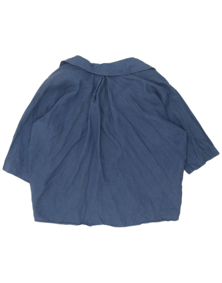Zara Blusa camisera extragrande de manga corta para mujer UK 44 Azul marino mediano